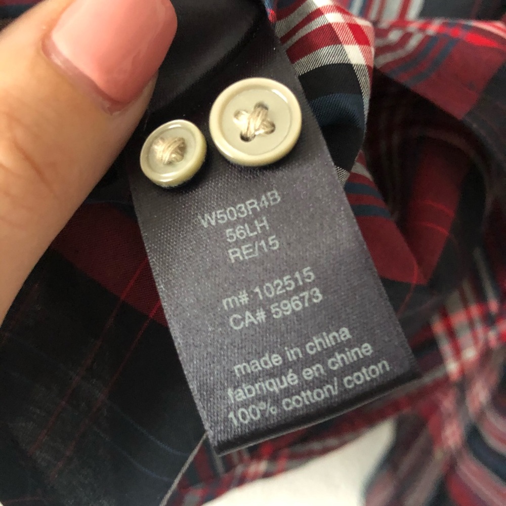 John Varvatos Plaid casual button down sz: Large NWT - Picture 6 of 7